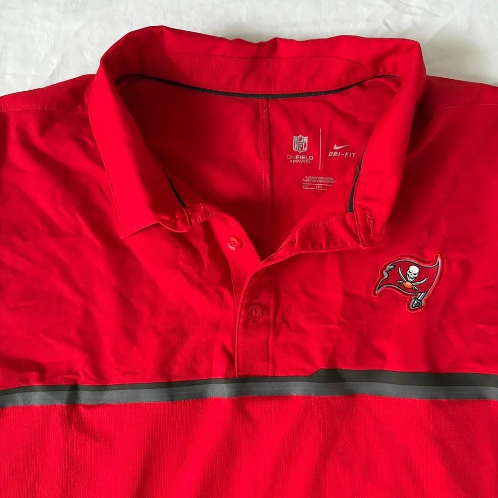 Nike Dri-Fit Mens Red Stretch Tampa Bay Buccaneers NFL On-Field Polo Shirt 2XL